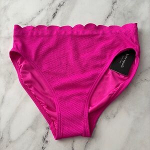 Kate Spade Nwt Vivid Snapdragon Pink Pique Scalloped High Swim Bikini Bottom